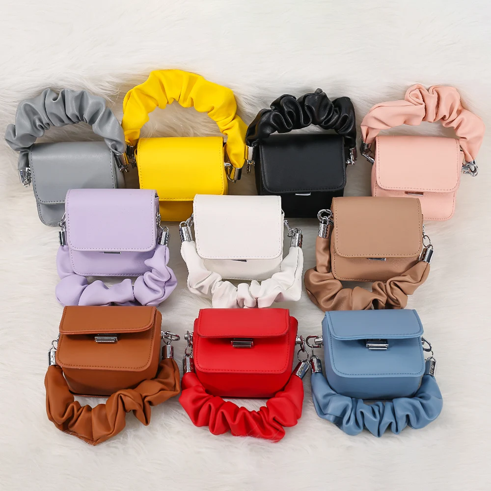 

2022 Trend New Leather Small Sling Crossbody Bag Ruched Shoulder Mini Bags Famous Brand Designer Purses Women Hand Bags