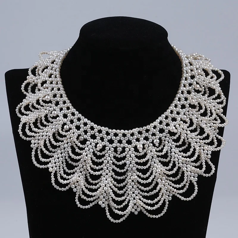 

wholesale natural hand-made freshwater potato pearl necklace fashion unique designs available jewelry, White