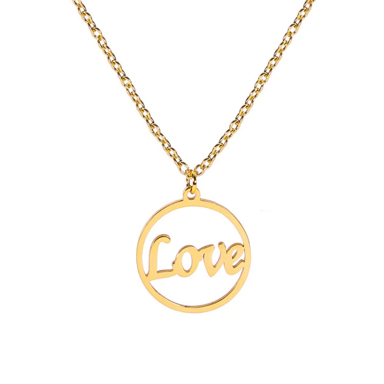 

Hainon 18K Gold Plated Stainless Steel Necklace Pendant Necklace Creative love letter Necklace Women Gift wholesale