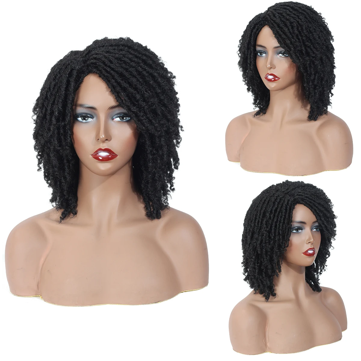

Hot Selling Cheap Synthetic Hair Wigs for Black Women African Short Dreadlocks Wig Faux Locs Crochet Hair Braided Wigs, 1b,1b/27,1b/30,1b/burg,etc