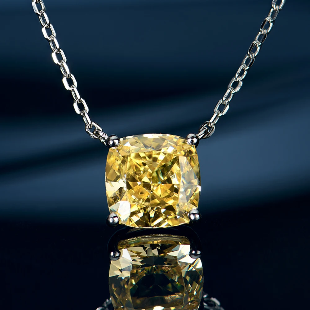 

Latest luxury 925 sterling silver simple yellow diamond pendant necklace 14k 18k gold plated necklaces