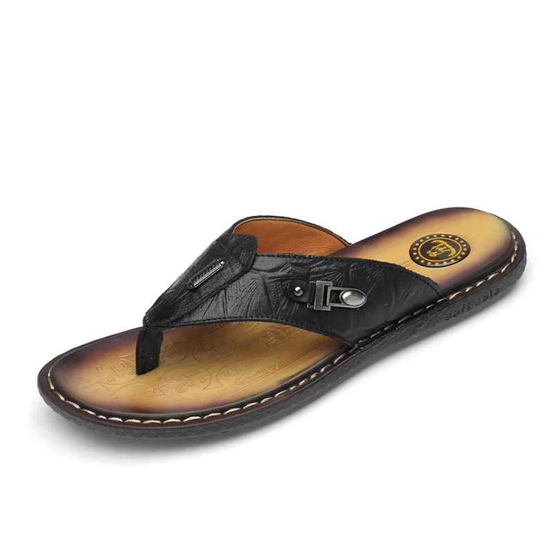 

Summer leisure flip flops male extra large size 45 leather soft bottom non-slip 46 sandals clip feet 47 men's beach slippers