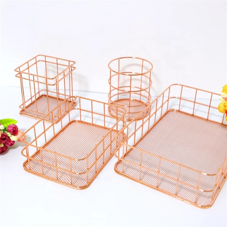 Cheap Wire Baskets And Bins Gold Wire Mesh Bins For Storage Decorating Gift Baskets Mp16 Buy