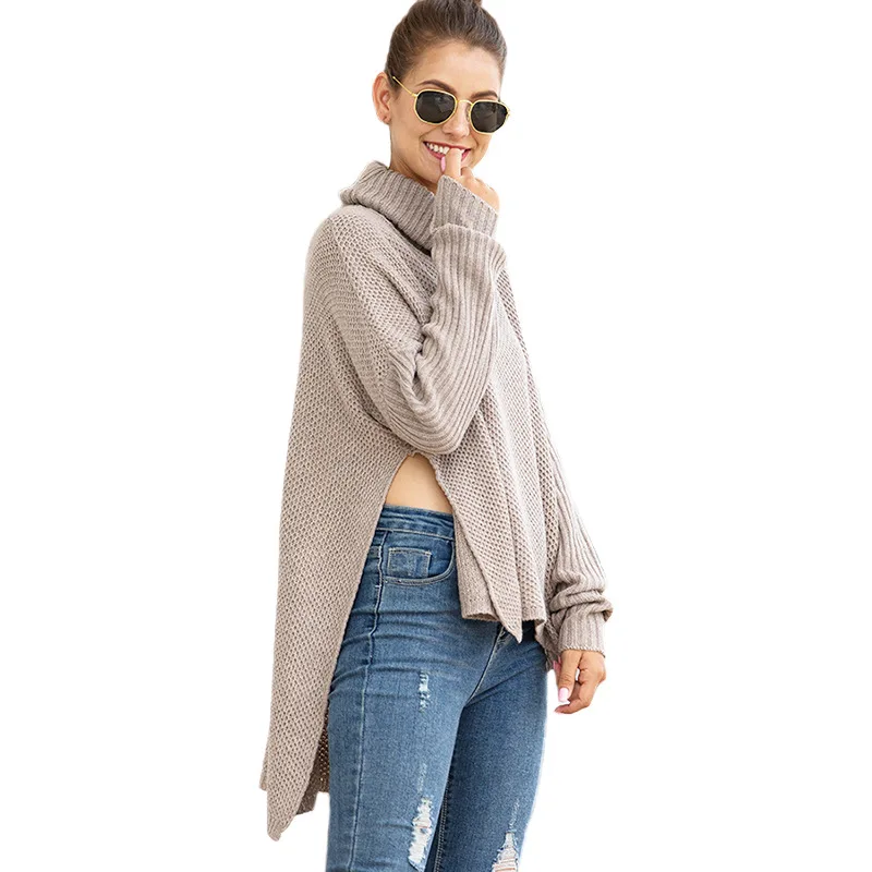 

RM119184 Women Fashion Trend Highlow Pullover Split Hem Knitted Sweater