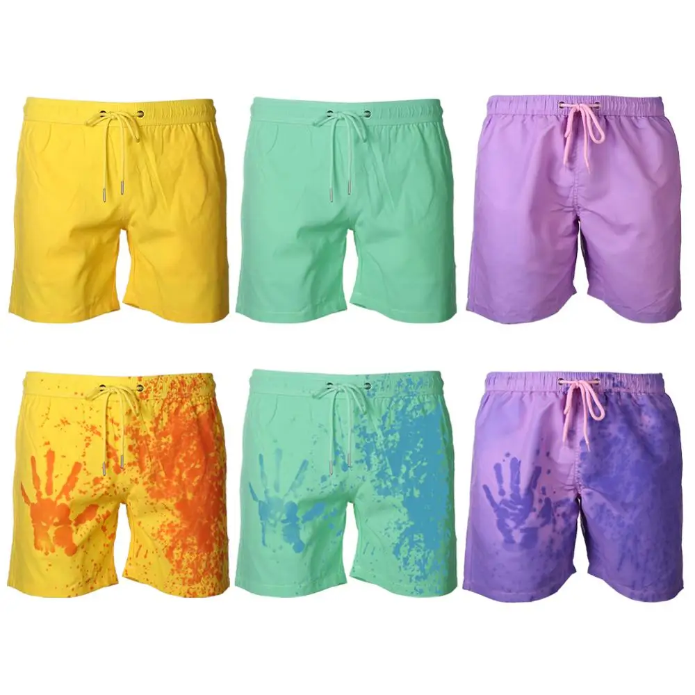 

Men Portable with mesh liner Shorts Swimming Magical Change Color Trunks Drawstring Beach swim Shorts