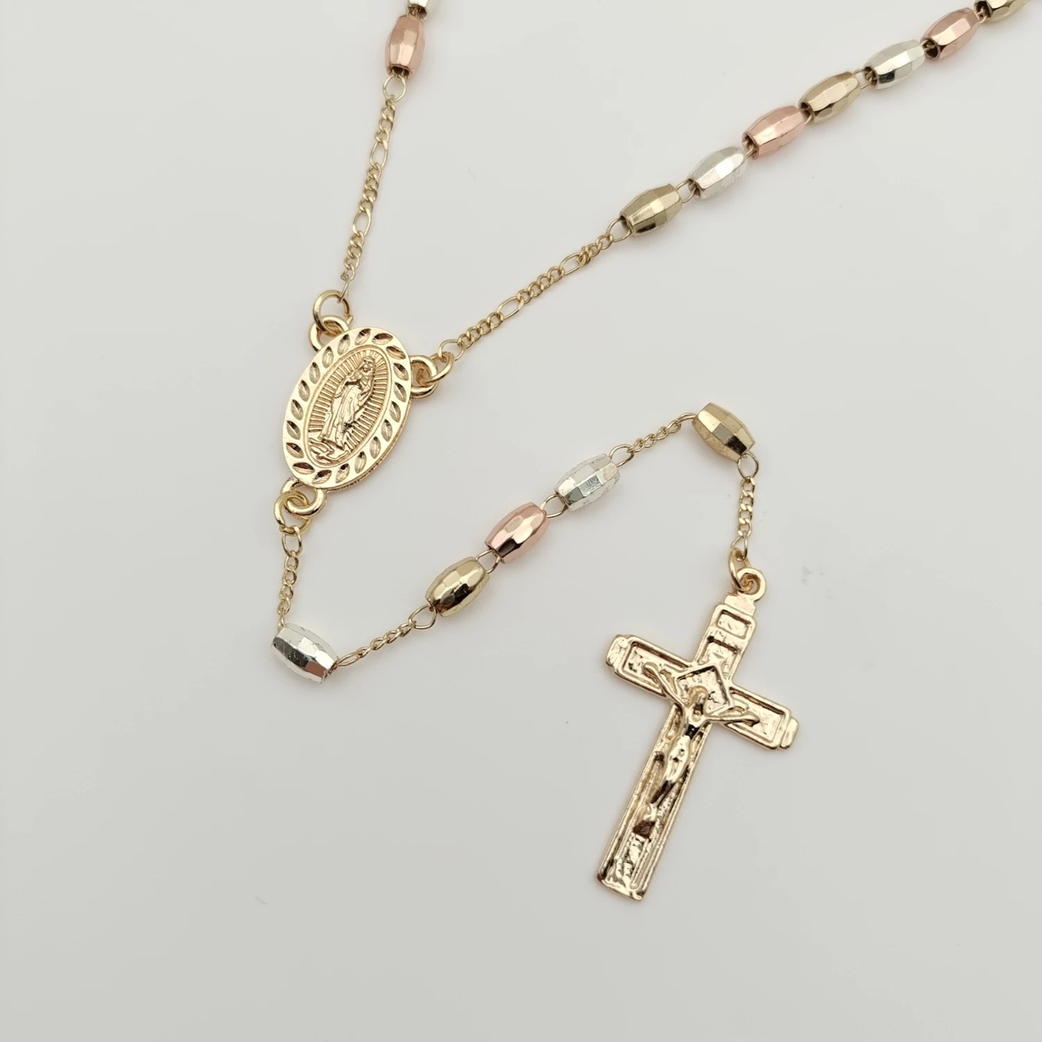 

18K gold plated 6mm Beaded jewelry pendant Wholesale beautiful rosary necklace