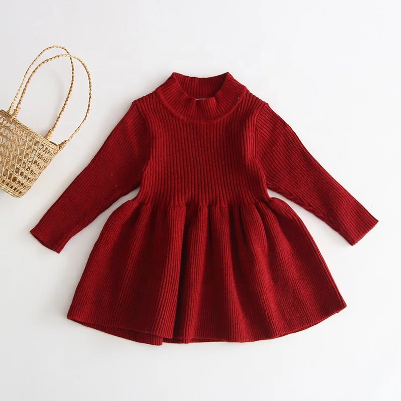 

B60238A Girls' knitted fashion dress sweater in autumn 2019, Grey brown apricot wine red