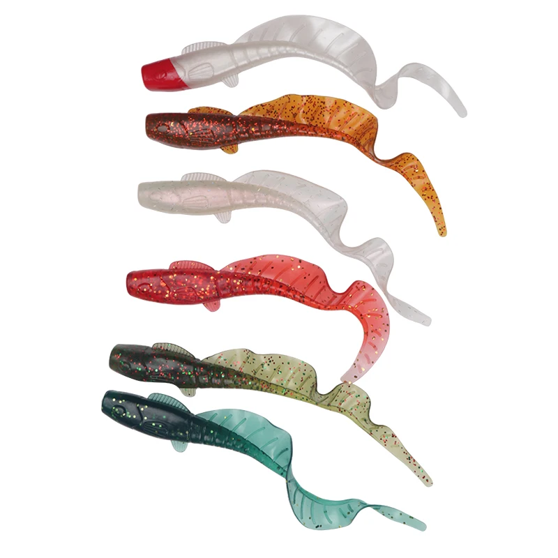 

soft silica grub wrom lure bait for fishing tackle 11cm maggot worm baits lure soft baits with circle tail, 7 colors