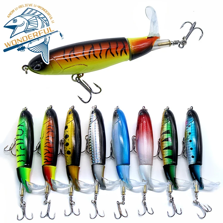 

37g 140mm Multicolor ABS Plastic Artificial Floating Top Water Whopper Propeller Pencil Fishing Lure
