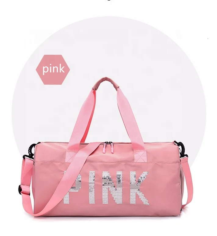 

high quality cylinder shaped waterproof travel sport gym duffle bag in pink for women, Pink/black/gray/blue