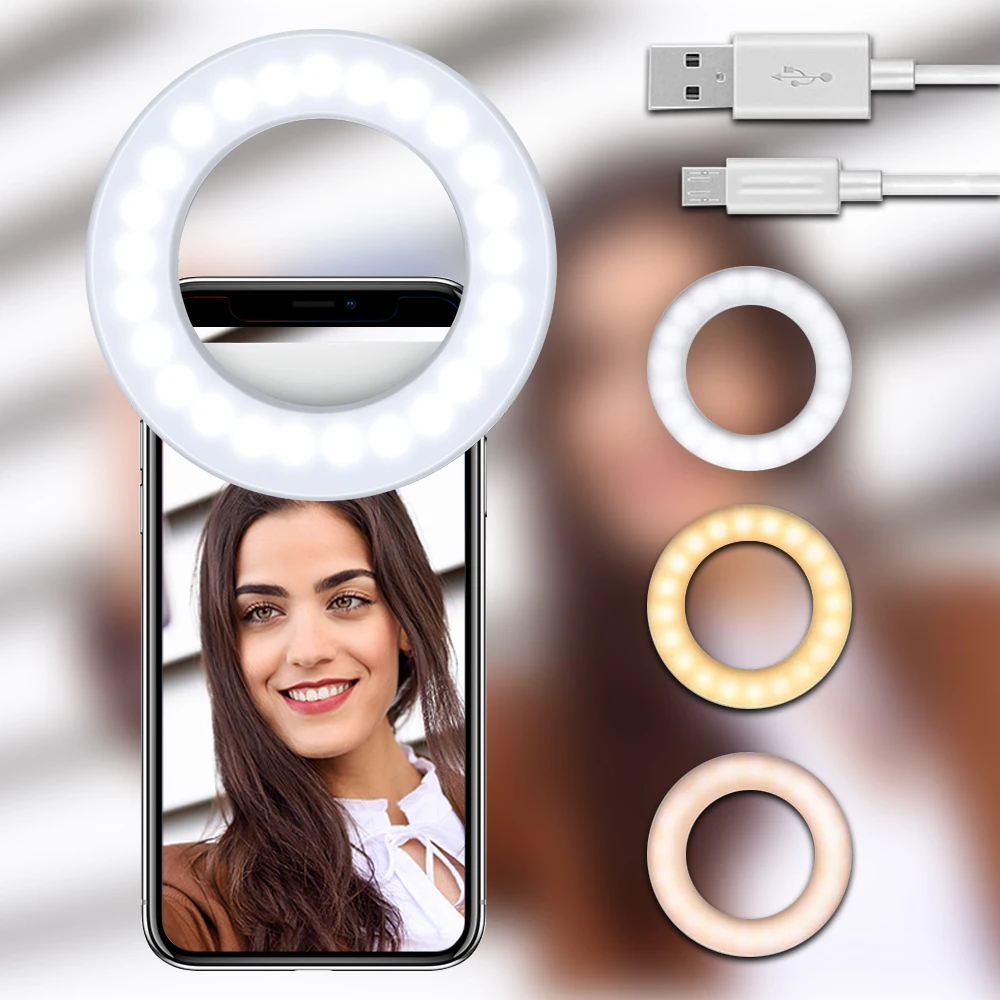 

High Quality 40 LED Rechargeable Selfie Ring Light for Smart Phone