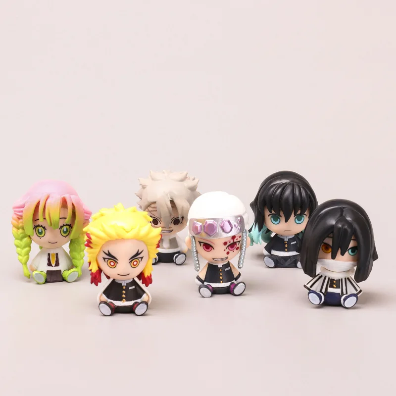 

Free Shipping - 6pcs/Set Lot Demon Slayer Kimetsu no Yaiba Action Figures Cute Car Decoration, Colorful