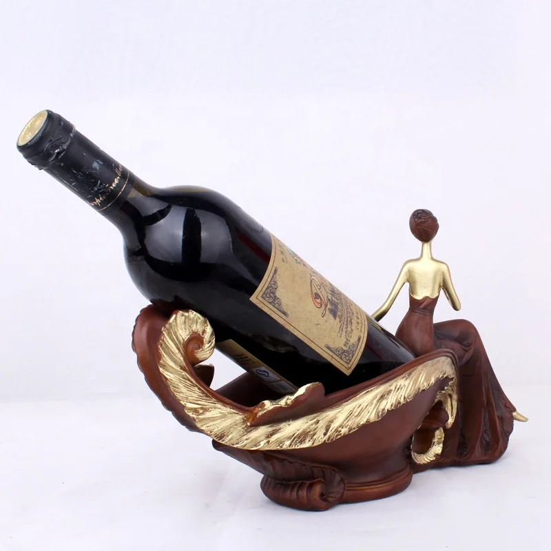 

European Beautiful Elegant Lady Sculpture Resin Wine Rack Holder