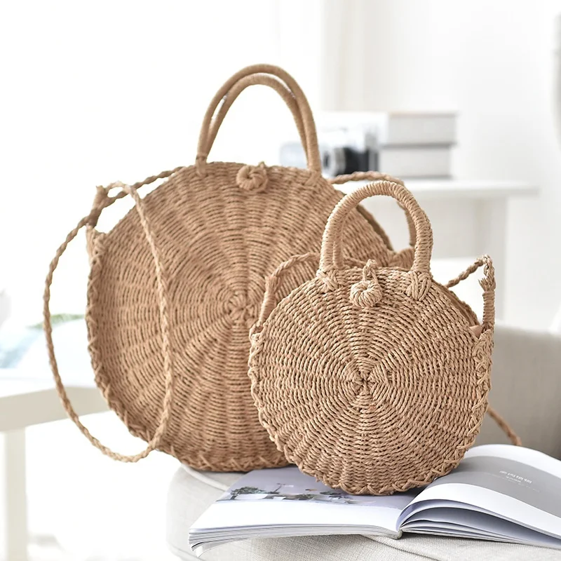 

Hot Selling High Quality Round Straw Bag With Low Price, Pink,rose,brown