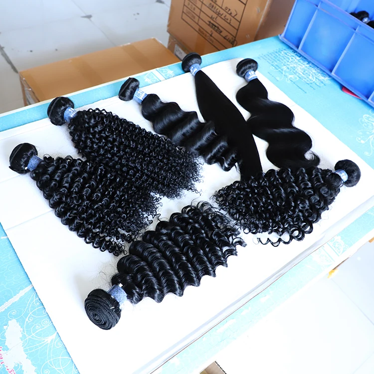 

Wholesale 12A Brazilian Straight Body Kinky Curly Water Deep Wave 100% Virgin Human Hair Bundles With Hd Lace Frontal Closure, Natural color1b