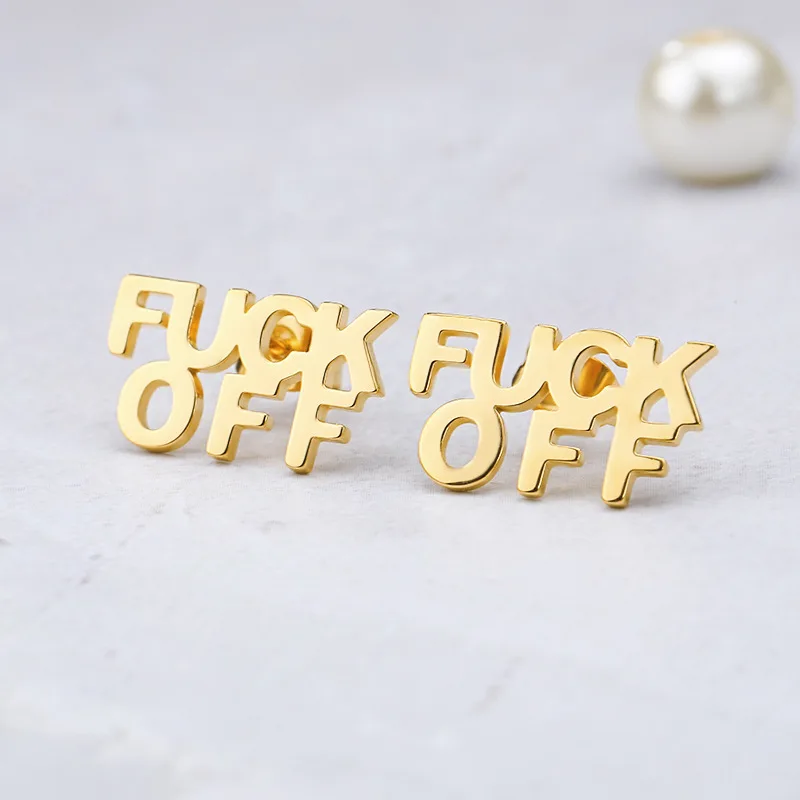 

fuk off words statement earrings stainless steel designer waterproof earrings