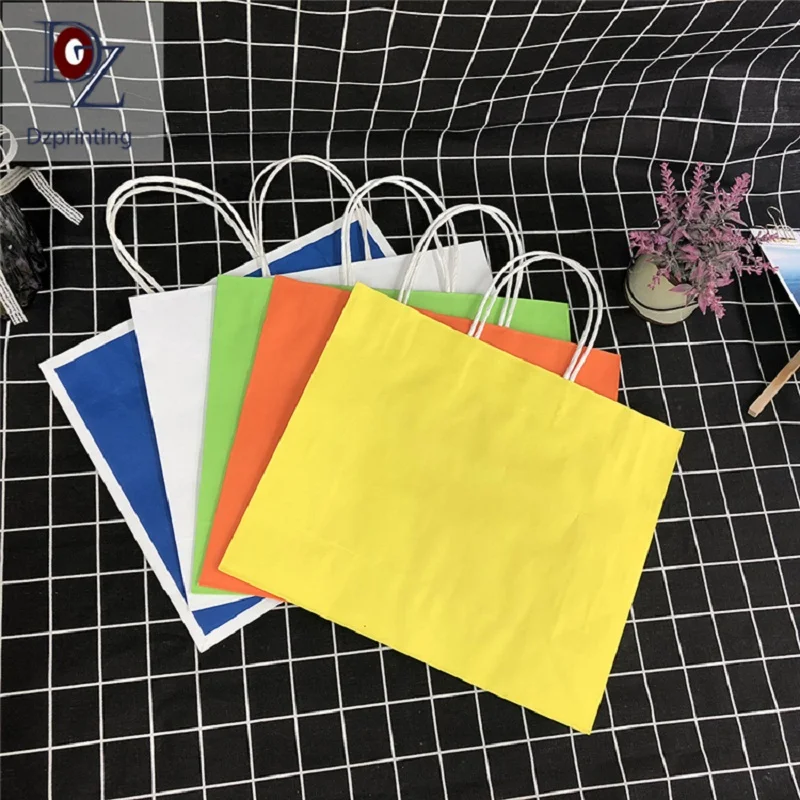 product-Custom bulk handle gift bag colored paper bag with logo print-Dezheng-img