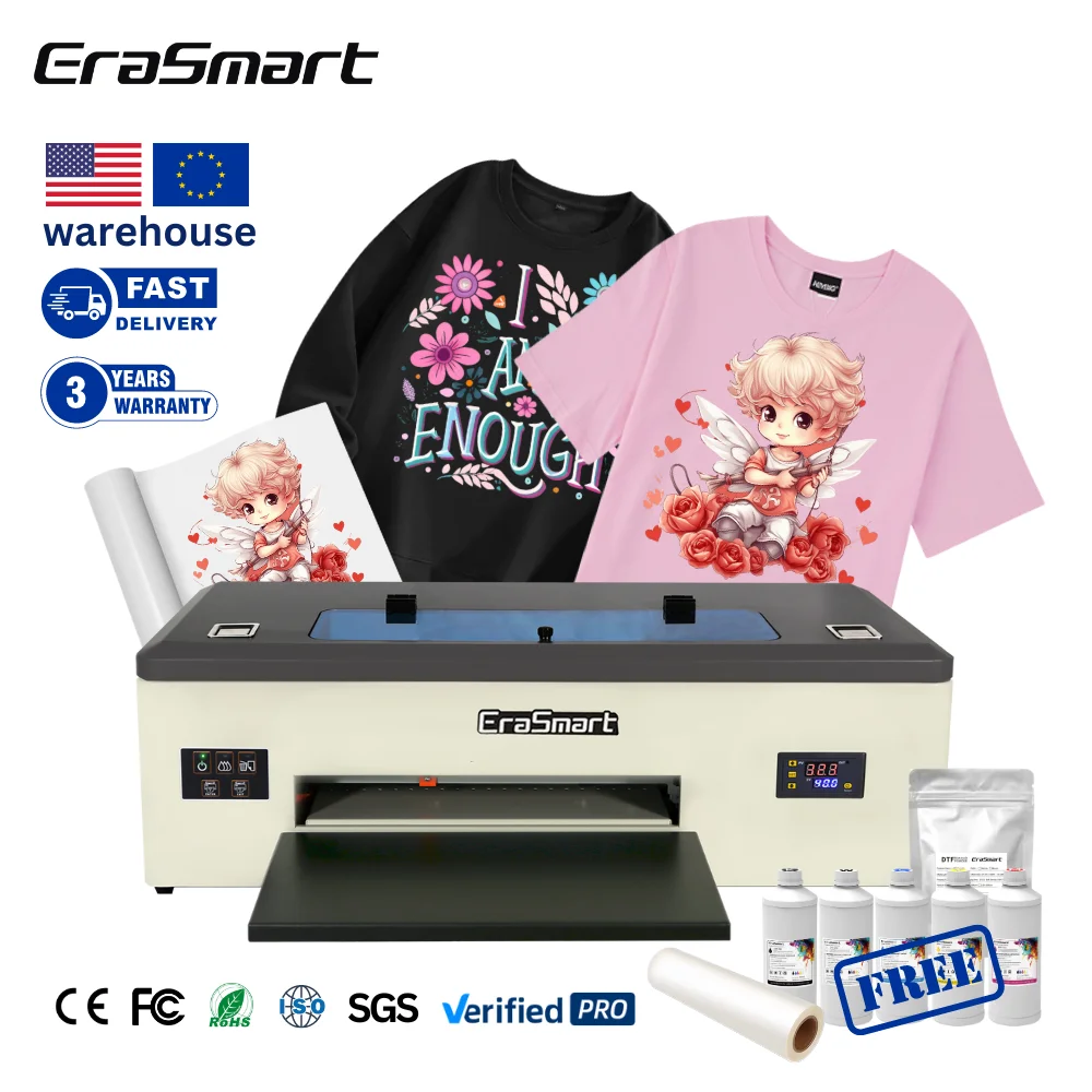 

EraSmart White Ink Circulation System A3 L1800 1390 DTF Printer Clothes Printing Machine for T-shirt Small Business Ideas