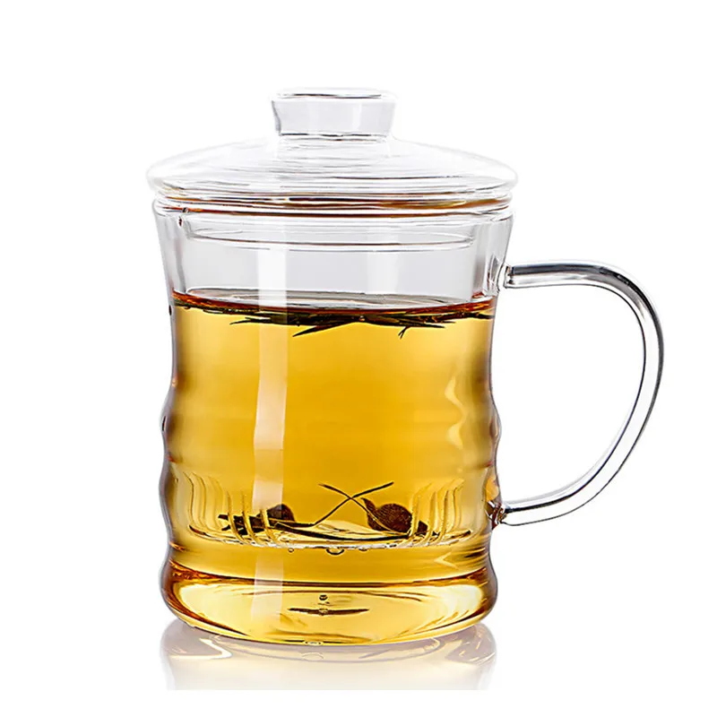 

High borosilicate glass cup three pieces glass tea mug glass infuser inside 350ml, Transparent clear