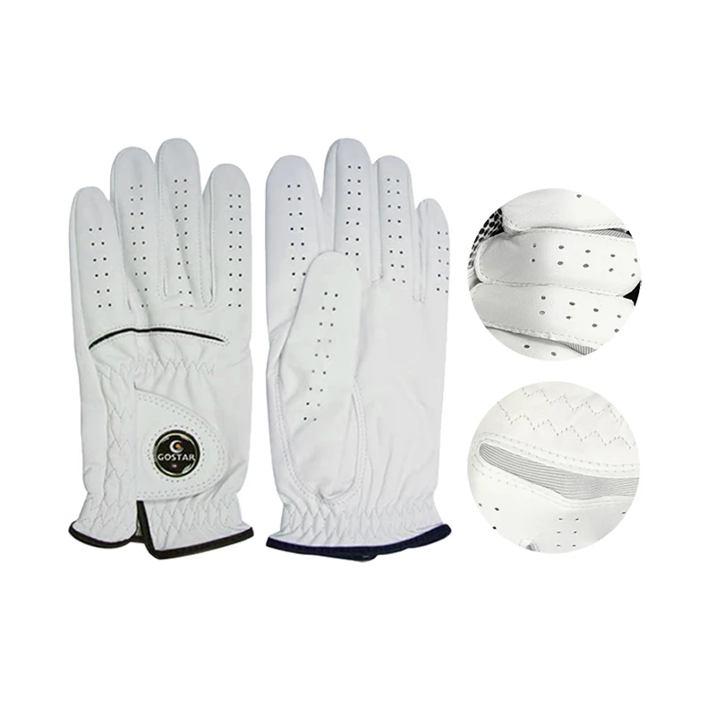 

Customize Logo Cabretta Leather GolfGlove, White and white