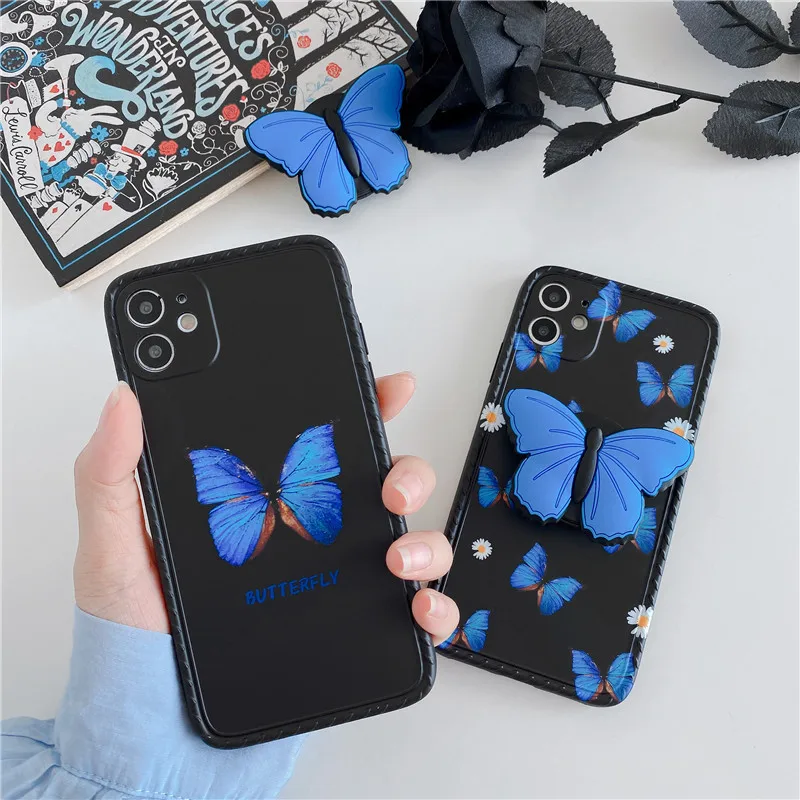 

Butterfly phone case with holder for iphone 11 pro max 12 pro max xs max 7 8 plus se 2020