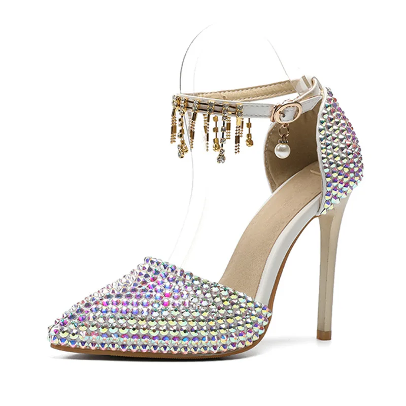 

Spring Women's Shoes Fashion New 2020 Sexy Colorful Crystal Wedding Shoes Single Shoes, Picture