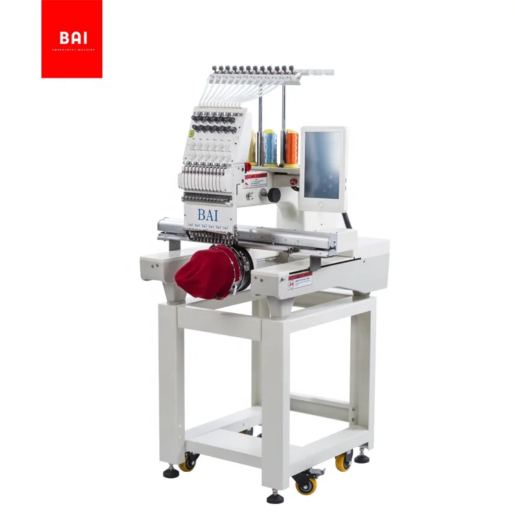 
BAI computerized single head embroidery machine for flat hat t shirt 