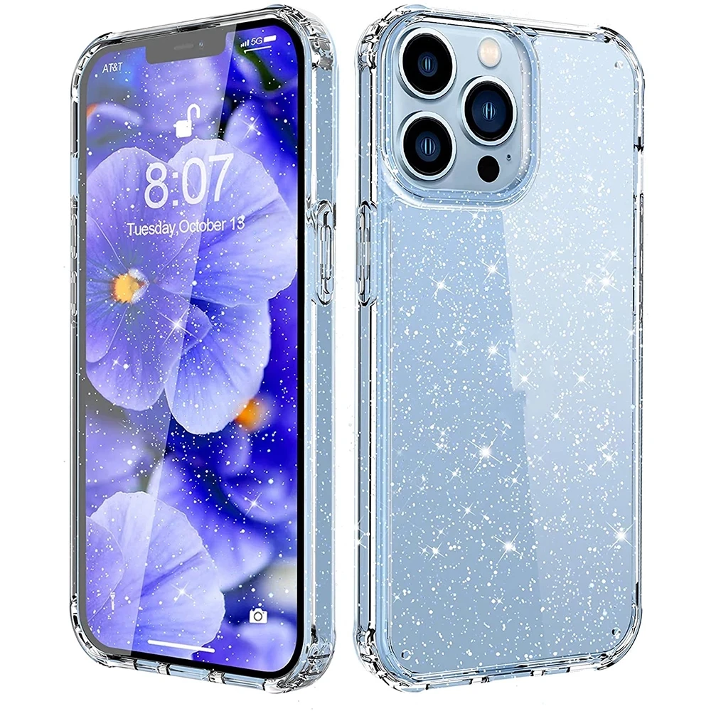 

Original Luxury Brand Shiny Glitter Clear Phone Case For iPhone 13 Pro Max 12 Mini 11 13Pro 12Pro 11Pro Cute Silicone Cover