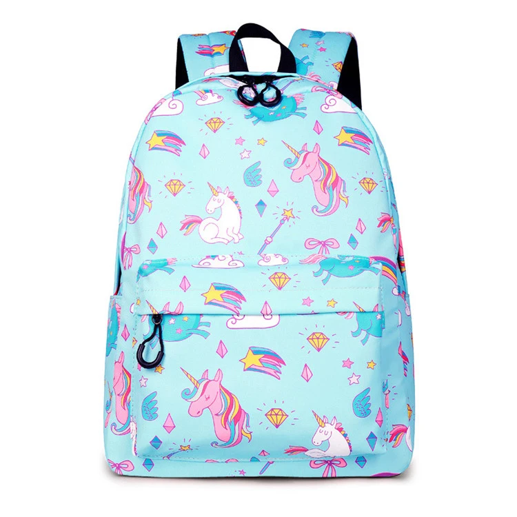 

All Over Printing Unicorn Polyester Bookbag Fashion Japanese Student Backpack School Bag for High School Girls, Blue
