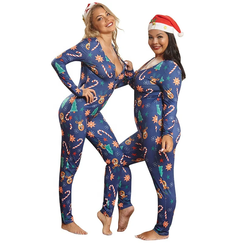 

Hot Sale 2021 Winter Fall Rompers Adult Bodycon Long Sleeve Christmas Onesie Sexy Jumpsuits Elegant Plus Size Pajamas Women