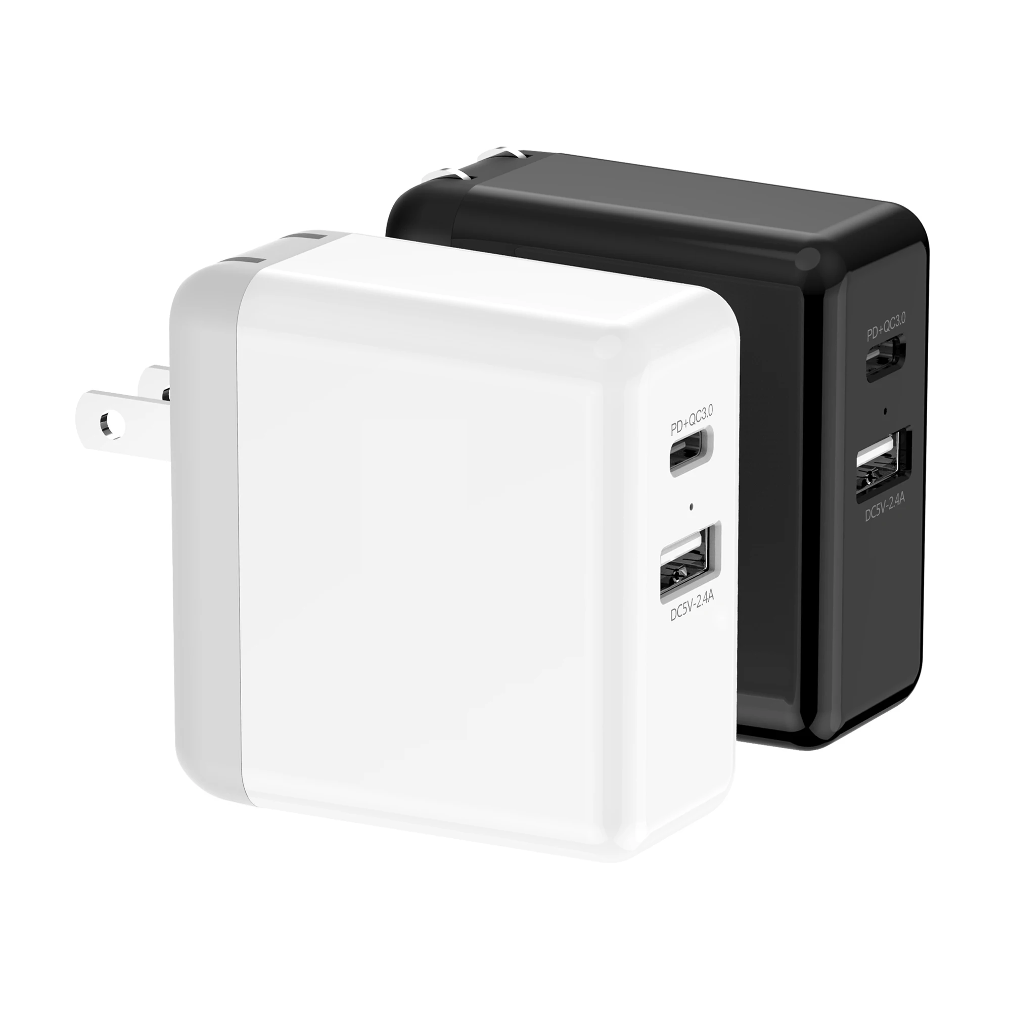 

Universal Dual Output USB-C PD 18W Wall Charger For iphone 12 Mobile Phone PD Wall Charger, Black ,white
