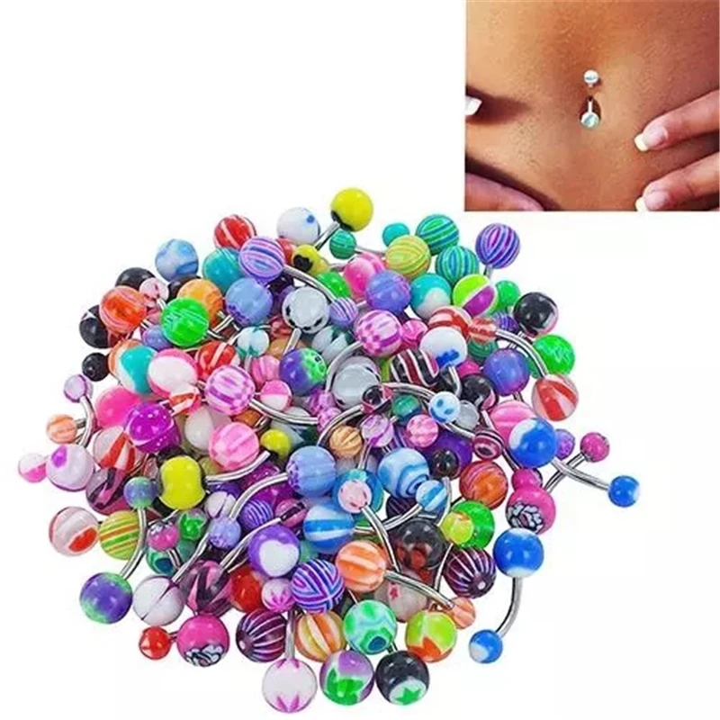 

Piercing Surgical Steel Single Crystal Rhinestone Belly Button Rings Navel Piercings