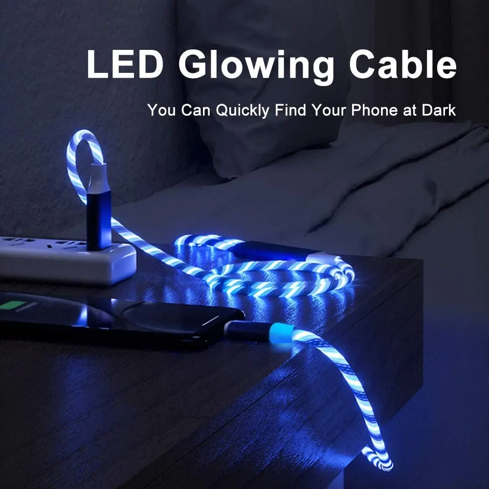 Shemax Led Flowing Charger Cable Light Up Strong Charging