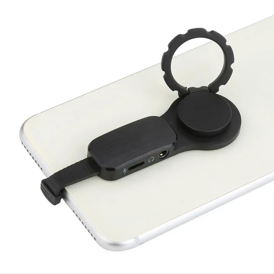 

Ring Adapter Holder for IPhone 7 8 X 3.5mm AUX Earphone Adapter Headphone 2 In 1 Cable Music Charging, Black