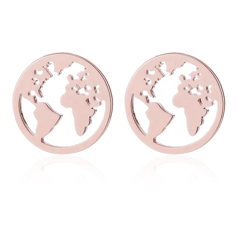 

wholesale stud earrings jewelry for women The world map earring in stainless steel minimalist stud earring jewelry