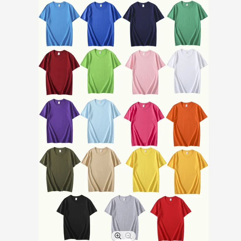 

pure cotton 200 grams 35 color breathable plain t shirt support custom exercise t shirt for men, Customized colors