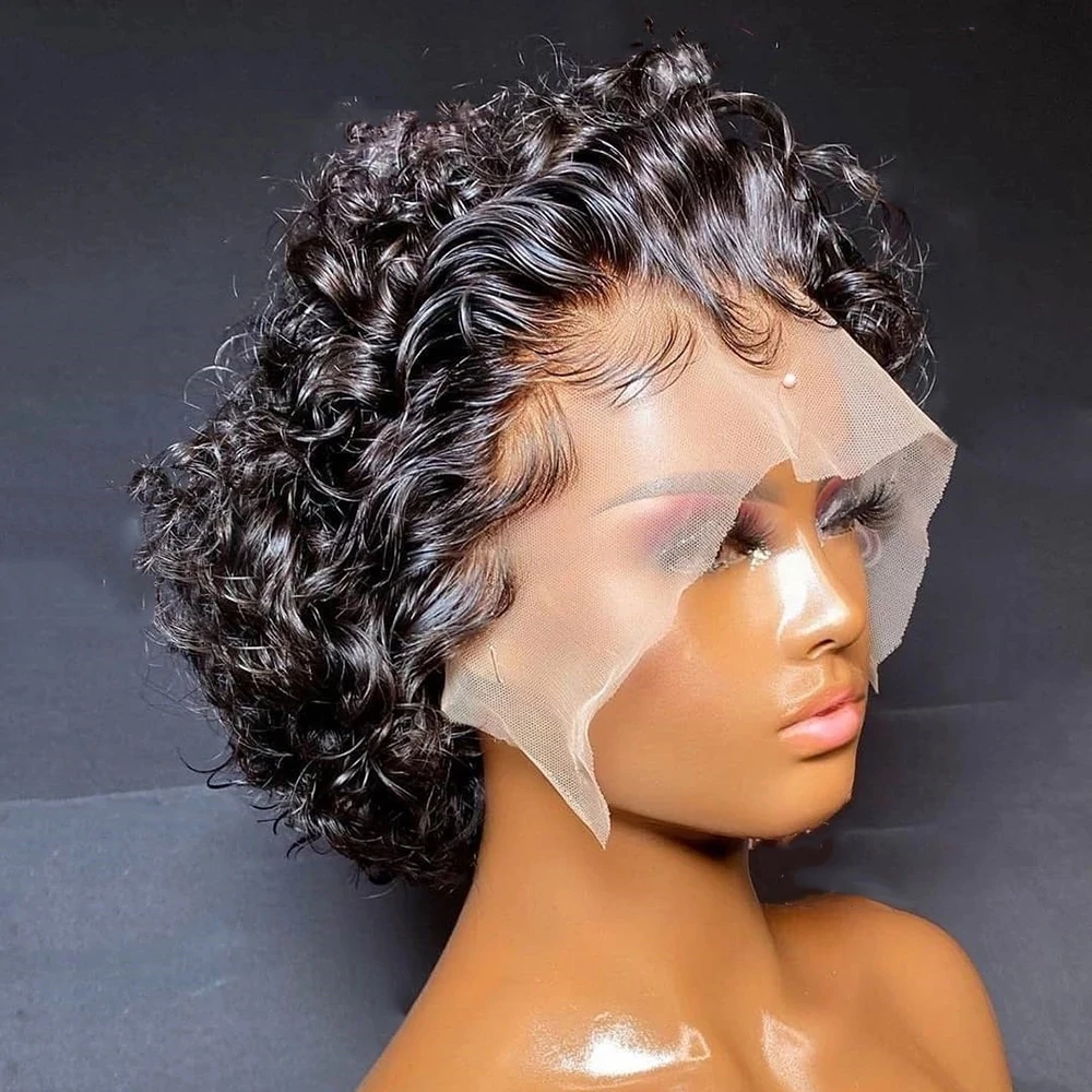 

Short Pixie Cut Wigs 13X4 Curly Lace Front Human Hair Wigs Pre Plucked Brazilian Virgin Hair Glueless Pixie Wigs for Woman