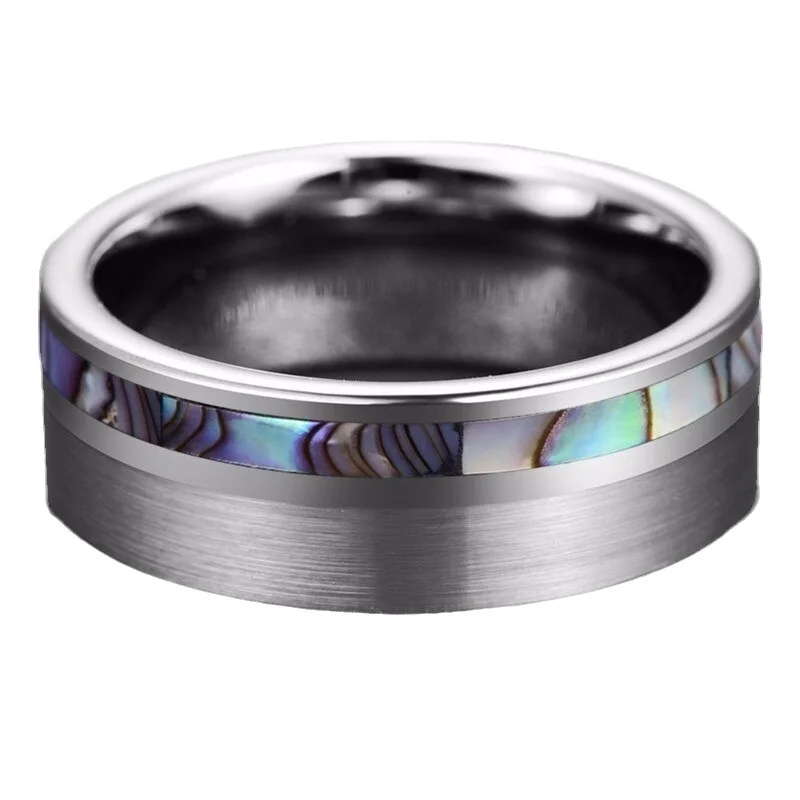 

Men's Fashion Ring Simple Shell Pattern Tungsten and Stainless Steel