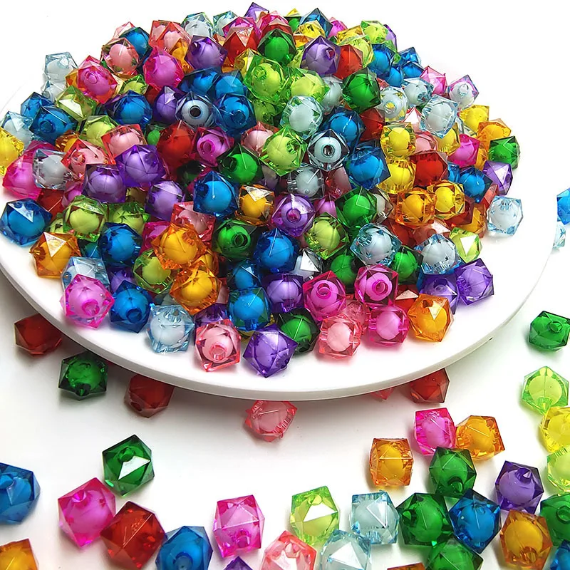 

ready to ship Square Acrylic Transparent 10mm Colorful Acrylic Beads Handmade DIY Jewelry Accessories Beads