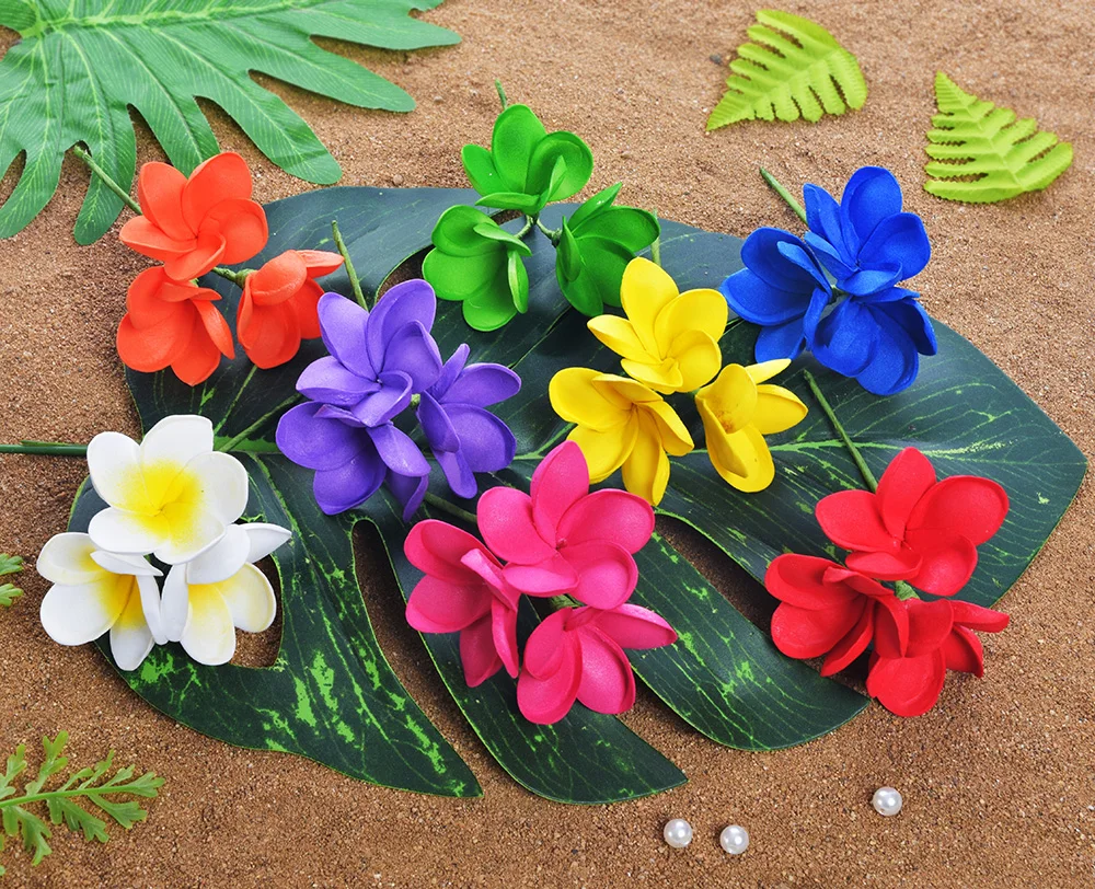 

Factory Supplier Foam Plumeria Hawaiian Flower Hair Clip for Store Wholesale, 8 colors