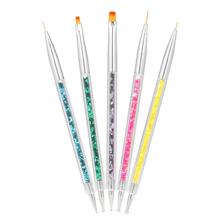 

5 Pcs Double Ended Nail Liner Brush Dotting Pen Nail Point Drill Drawing Tools, Accept customizaton