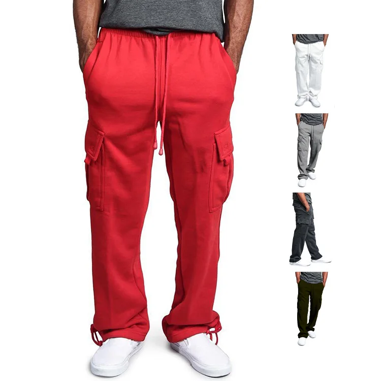 

Hot sell fashion mens trousers men's cargo track pants multi-pocket cargo sweatpants, Red, black, white, dark gray, light gray, army green
