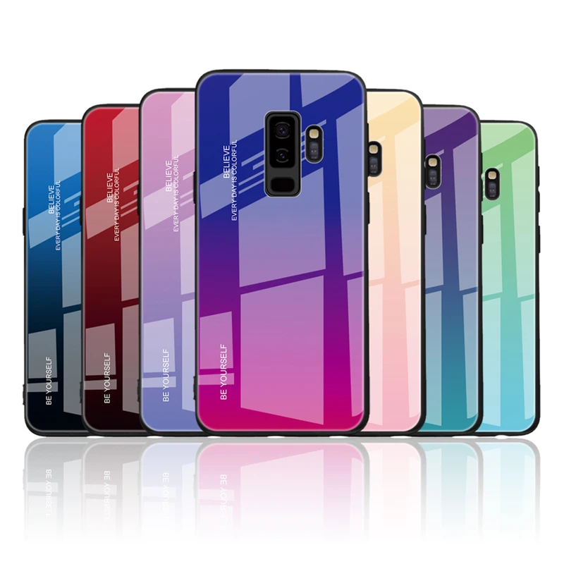 

Gradient Color design Tempered Glass Mobile Back Cover Case For Samsung