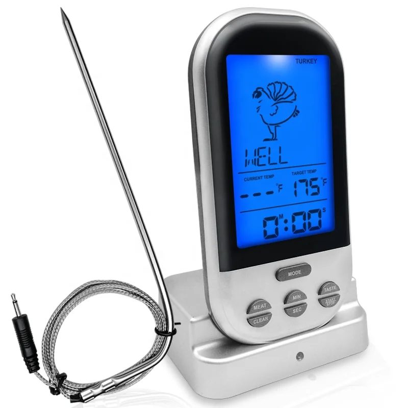 

197 Feet Range Remote Wireless Digital BBQ Meat Thermometer for Grilling Smoker Oven Kitchen Turkey, Any pantone color and customized pakage is available.