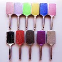 

Luxury crystal plastic handle comb hair brush, detangle hair brush