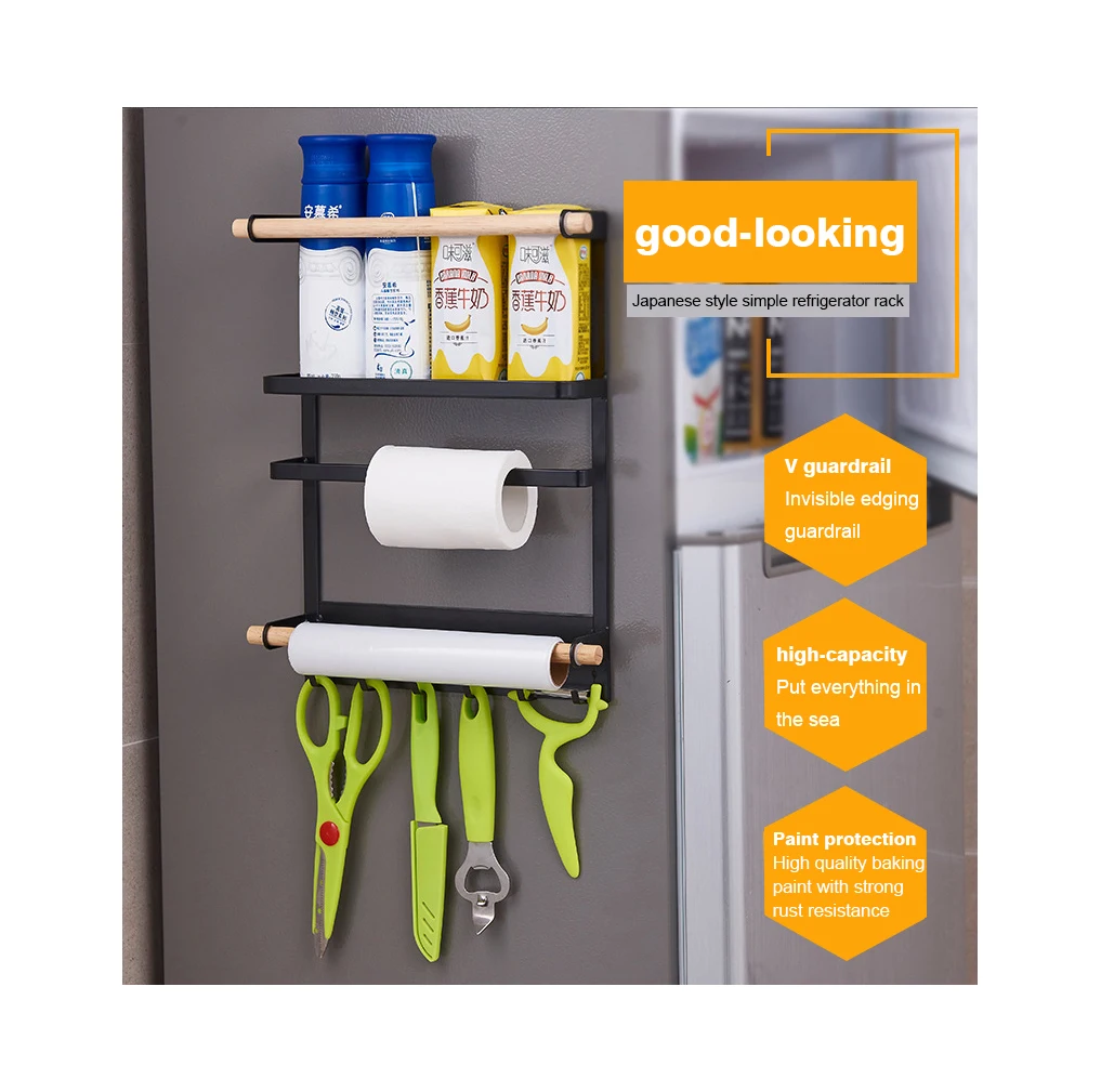 

multifunction Magnetic Storage Rack Space Saver Kitchen Fridge Side Metal Side Shelf kitchen rack with storage holders &racks