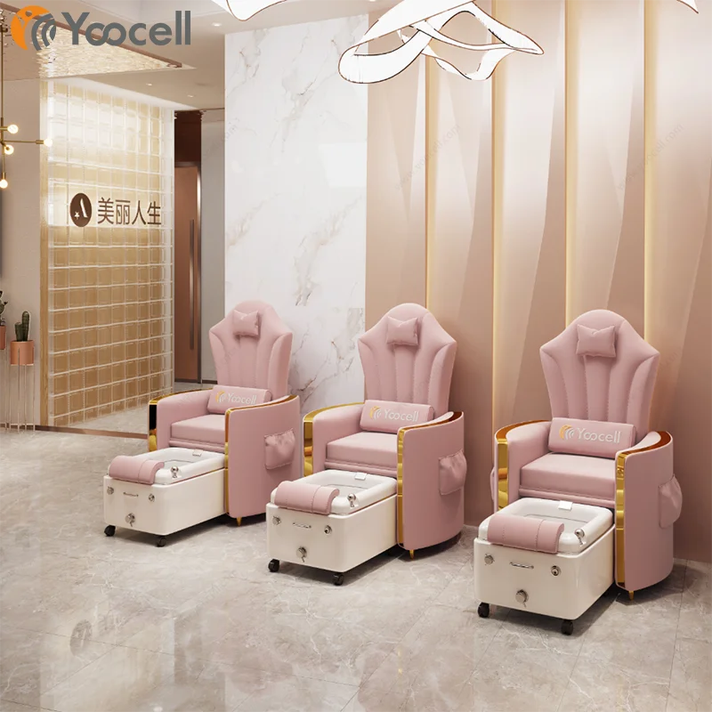 

Yoocell wholesaler portable pink color detachable spa chair spa equipment pedicure chair no plumbing for spa salon