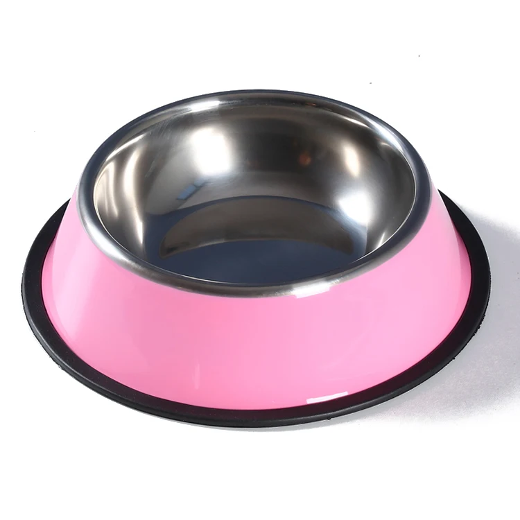 

Wholesale Nonslip Color Large Stainless Steel Dog Pet Cat Bowl With Rubber Base Stainless Steel Pet Food Bowl Dish, Customized color