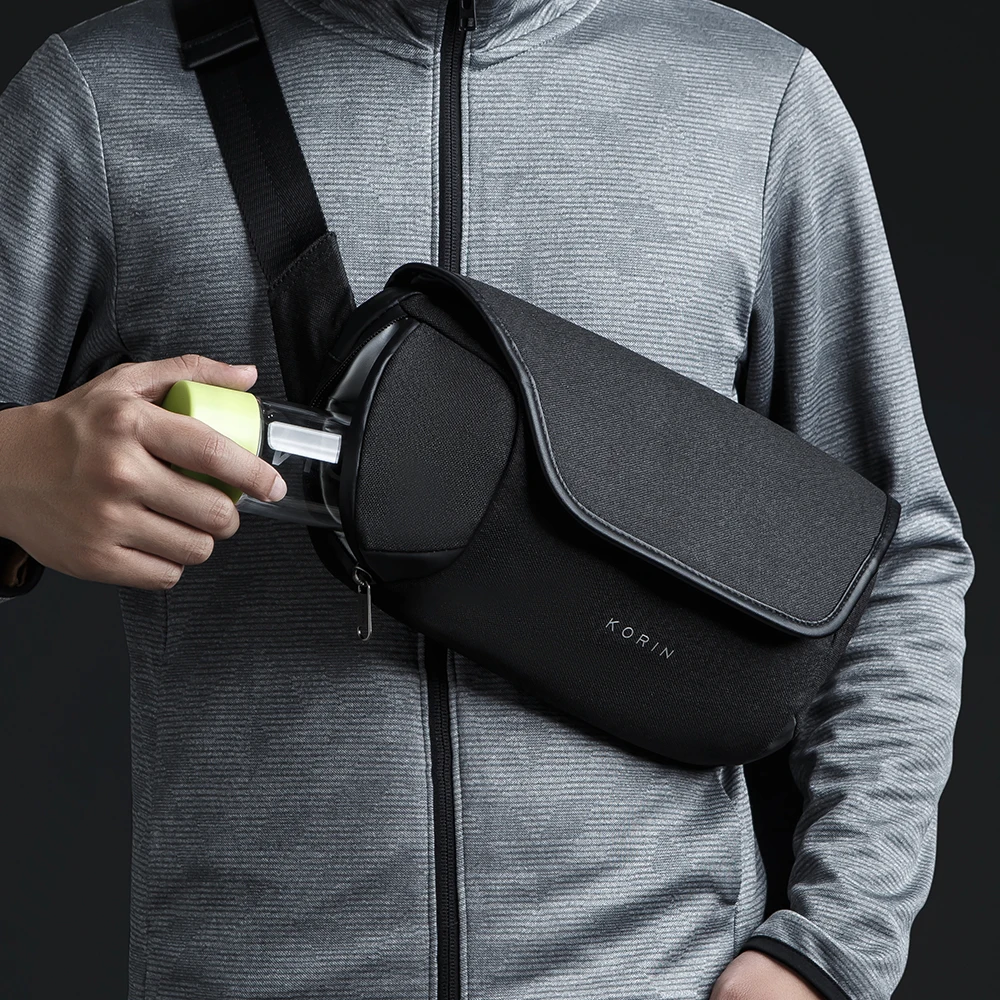 

2020 Korin new arrival men outdoor anti cut shoulder bag school anti theft sling bag crossbody waterproof antitheft