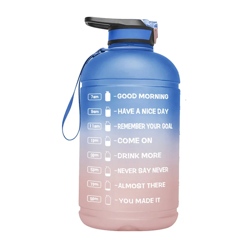 

Motivational Water Bottle BPA Free Motivational Sports Water Bottle With Time Marker Straw 3000ml capacity, Customized color acceptable